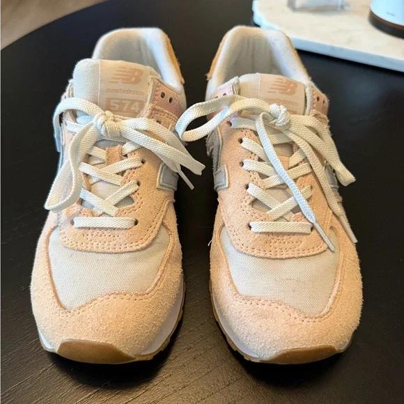 New Balance Pastel Pink and Cream Sneakers - Picture 3 of 5